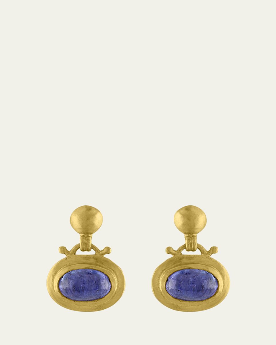 Tanzanite Bell Earrings Small 22K Gold 2 ct.